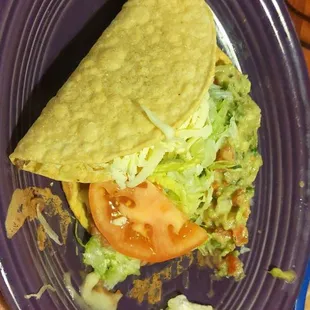 Plate two of the fiesta dinner hard taco and chalupa