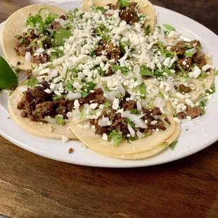 Beef and pork taco special
