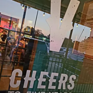 cheers to five years sign in window