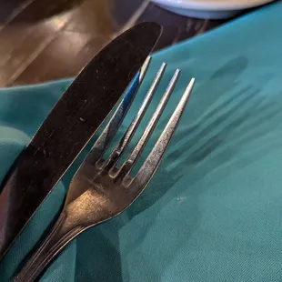 Heavy silverware and real napkins double check