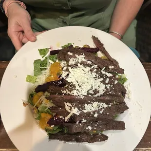 Salad with steak