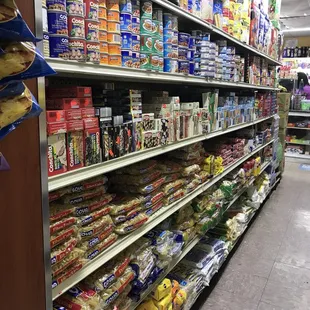 shelves of food