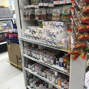 shelves of food