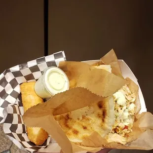 Tequenos and pollo arepa