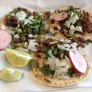 Traditional tacos carne Asada very good