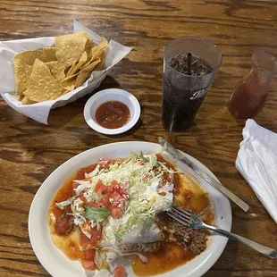 Burrito Deluxe with Chips &amp; Salsa.  Plenty of food !