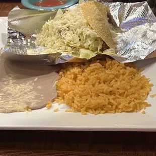 Tacos and rice/beans