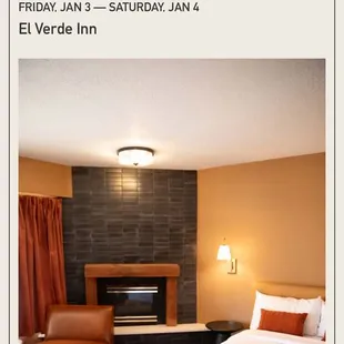 Commercial photo perfectly captured our room.  The fireplace is a nice touch.