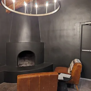 Warm up by the fire in the lounge