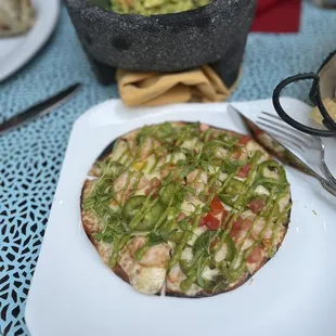 Open Face Shrimp Quesadilla