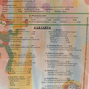 menu