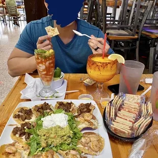 Mango Margarita, Shrimp Cocktail, Beef &amp; Shrimp Tacos