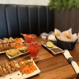 Strawberry Margarita, Avocado Roll, Salsa &amp; Chips