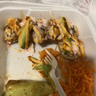 Guamuchilito Roll ... took one hour.. and it&apos;s all cold and bland... not worth the price or wait time.