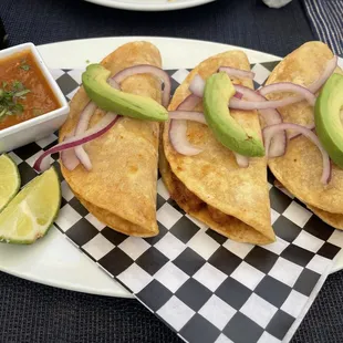 Shrimp and potato tacos!! Salsa had great flavor!