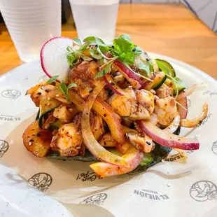 Macha Octopus Tostada
