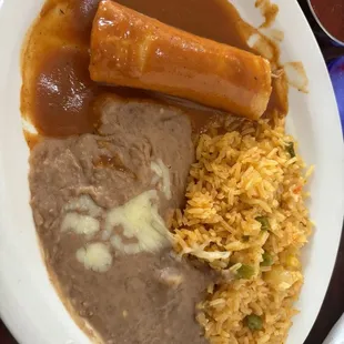Enchilada with Rice and beans