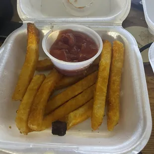 french fries and ketchup