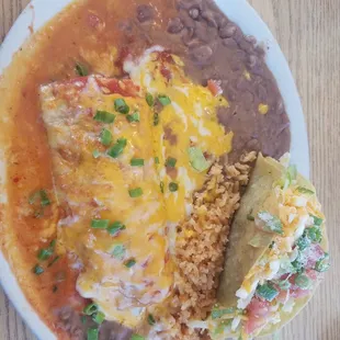 Lunch special ($8) burrito, taco, beans &amp; rice