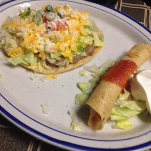 Tostada and fajita (part of the tour of Mexico)