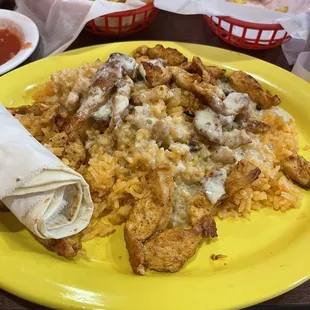 a plate of mexican food