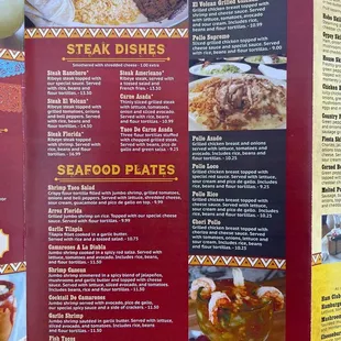 a menu for a mexican restaurant