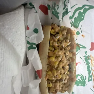 Elote Hot Dog