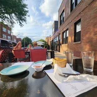 two plates of food on a table