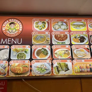 Menu on the restaurant wall - May-2022