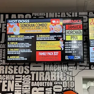 Menu of classic dogs