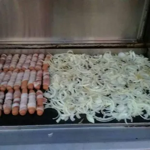 onions and sausages