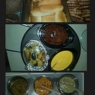 a variety of hotdogs