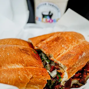 Torta with Al Pastor and Horchata