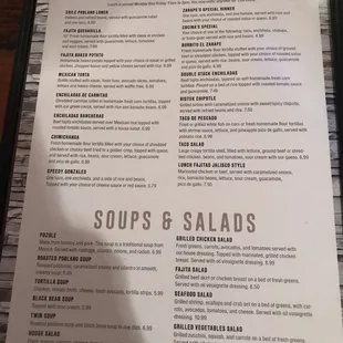 Lunch specials, soups and salads.