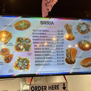 menu