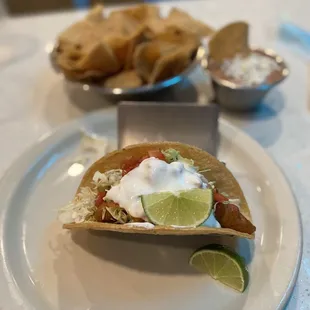 Fish Taco + Chips &amp; Beans