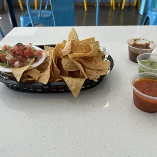 Chips with Salsas and Guacamole