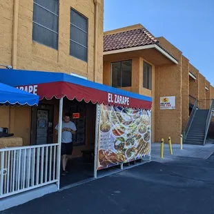 Front entrance and patio seating