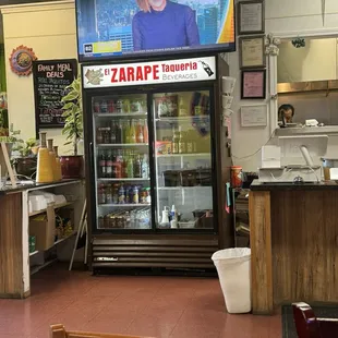 Drinks for sale, and you can watch TV...