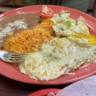 Huevos Rancheros with coffee and flour tortillas