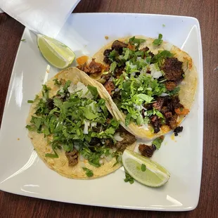 Carne Asada and Chorizo tacos