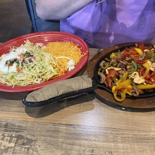 The chicken and beef Fajitas