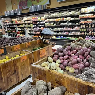a produce section in a grocery store