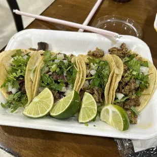 2 Lengua and 2 Asado tacos