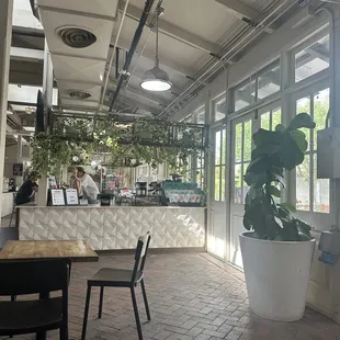 Seating area inside and outside is a beautiful courtyard with seating area.