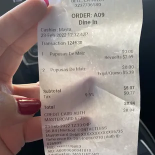order receipt