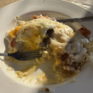 The Haystack skillet with added bacon n sausage.