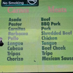 menu