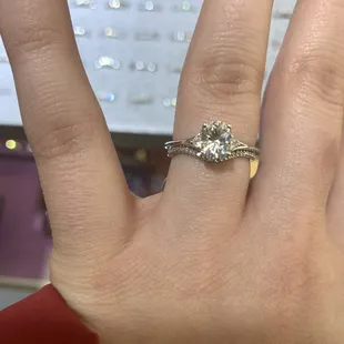 My engagement ring and the band I chose after looking through our options! Love!