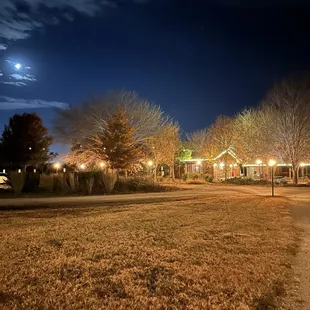 The outside of the restaurant on a perfect Autumn night.